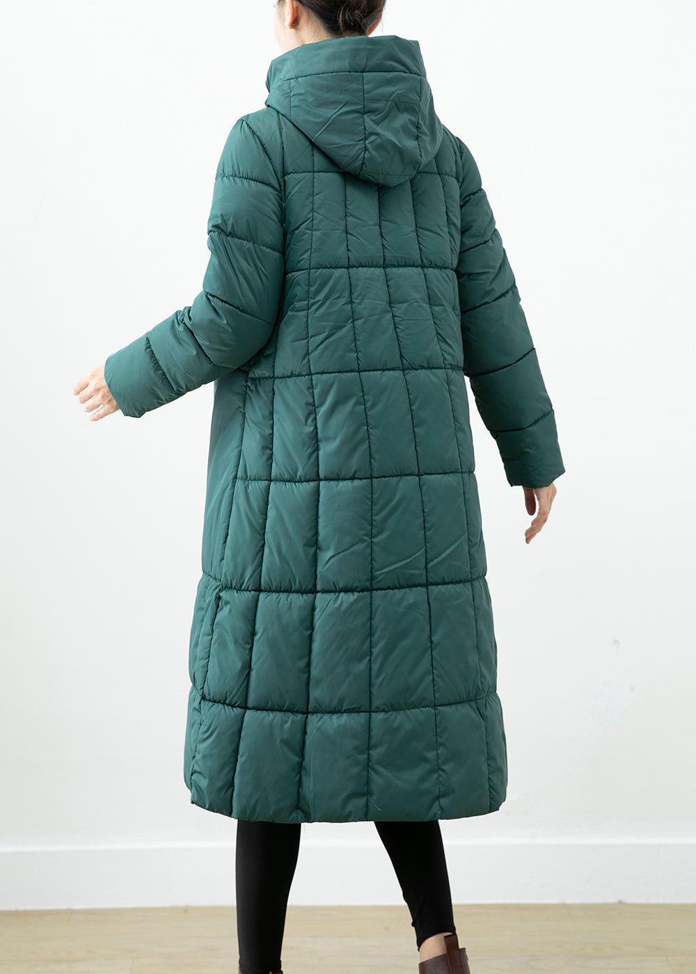 Boutique Blackish Green Hooded Pockets Fine Cotton Filled Winter Coats Ada Fashion