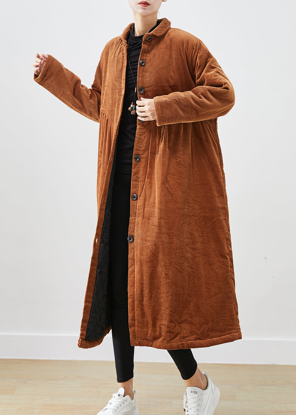 Boutique Brown Oversized Pockets Fine Cotton Filled Parka Winter Ada Fashion