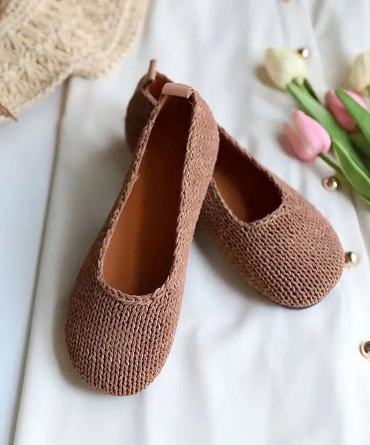 Boutique Comfortable Coffee Flat Shoes Sheepskin Splicing Ada Fashion