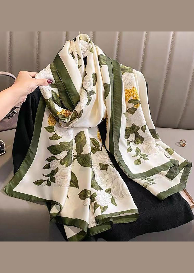 Boutique Elegant White Print Silk Scarf Ada Fashion