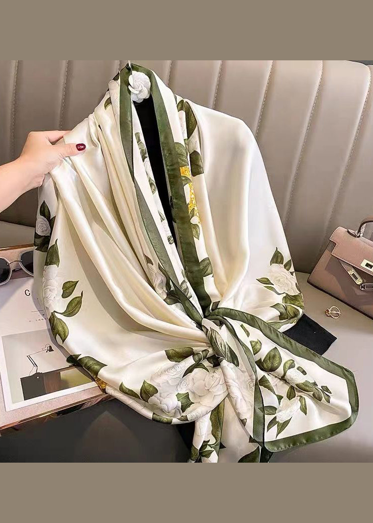 Boutique Elegant White Print Silk Scarf Ada Fashion