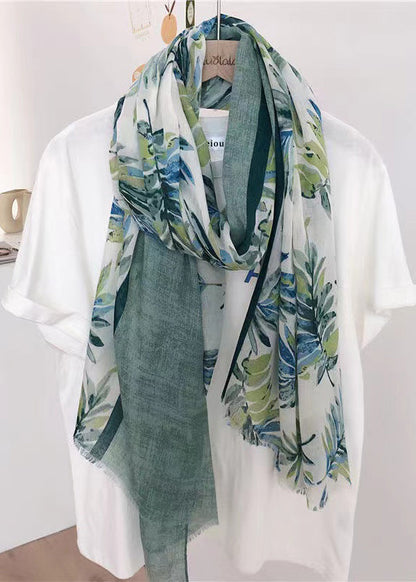 Boutique Green Print Autumn Cotton Scarf Ada Fashion