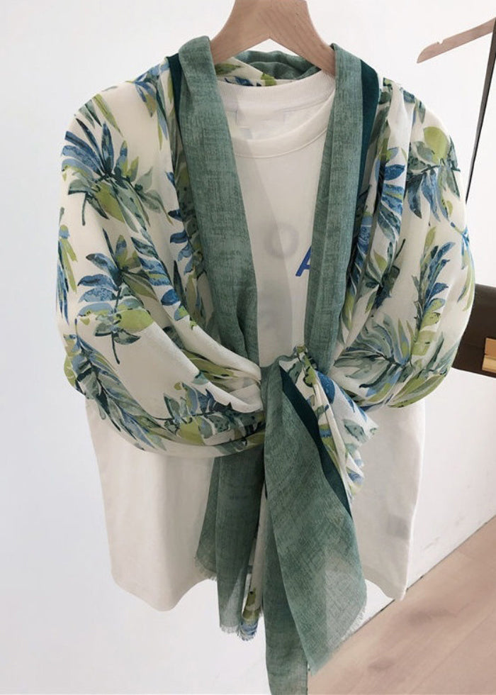 Boutique Green Print Autumn Cotton Scarf Ada Fashion