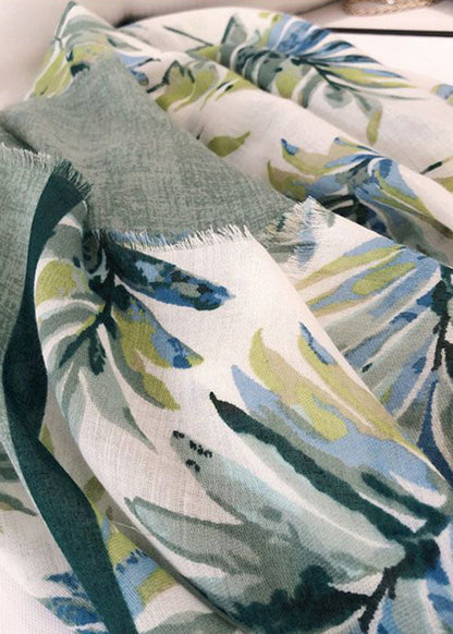 Boutique Green Print Autumn Cotton Scarf Ada Fashion