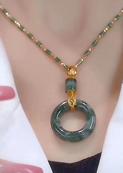 Boutique Jade Agate Bamboo Knot Pendant Necklace Ada Fashion