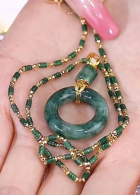 Boutique Jade Agate Bamboo Knot Pendant Necklace Ada Fashion