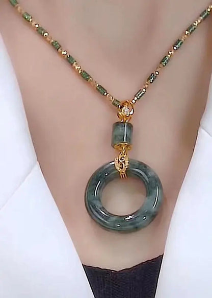 Boutique Jade Agate Bamboo Knot Pendant Necklace Ada Fashion