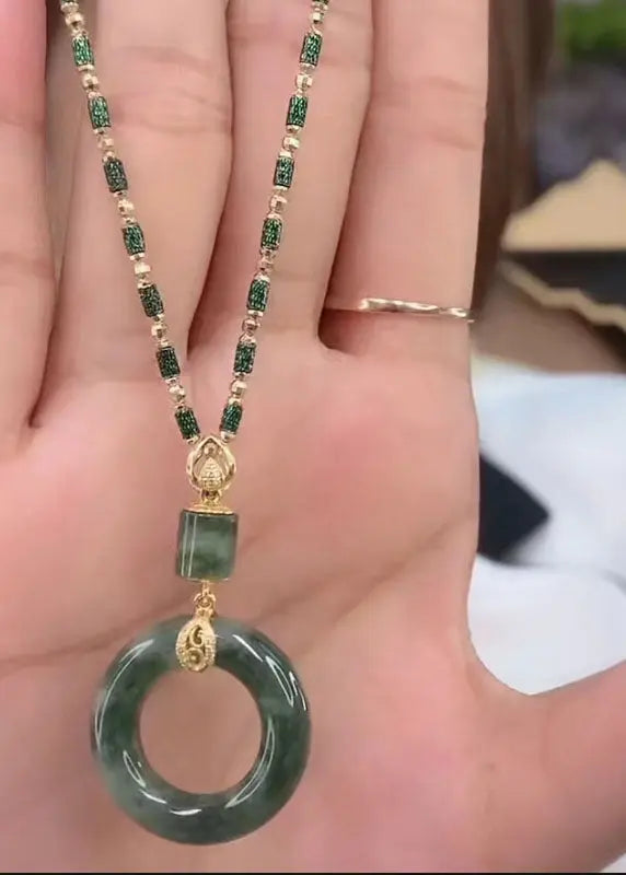 Boutique Jade Agate Bamboo Knot Pendant Necklace Ada Fashion