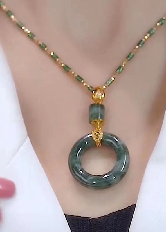 Boutique Jade Agate Bamboo Knot Pendant Necklace Ada Fashion