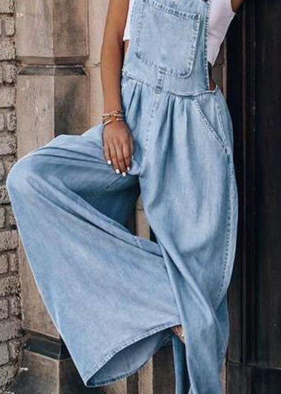 Boutique Light Blue Patchwork Denim Overalls Jumpsuit Summer LY4029 - fabuloryshop