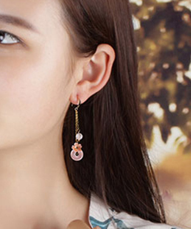 Boutique Pink Crystal Shell Flower Drop Earrings LY2207 - fabuloryshop