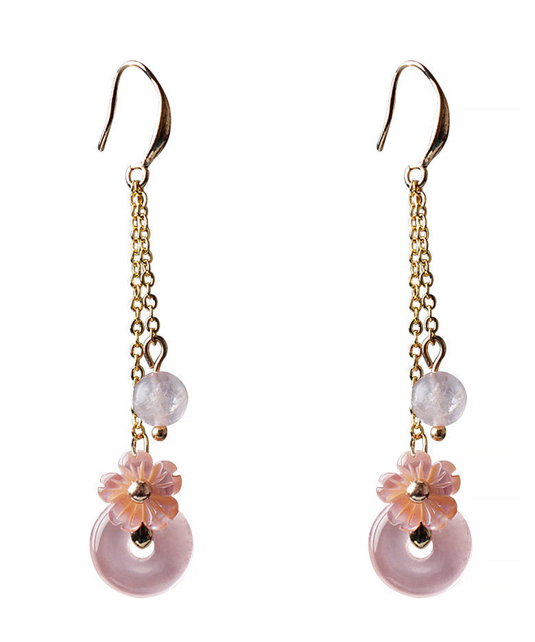 Boutique Pink Crystal Shell Flower Drop Earrings LY2207 - fabuloryshop