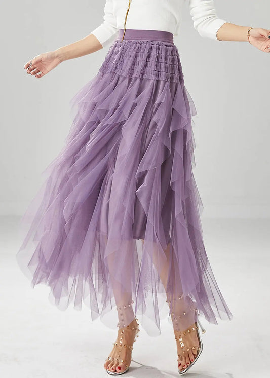 Boutique Purple High Waist Tulle Skirt Summer Ada Fashion