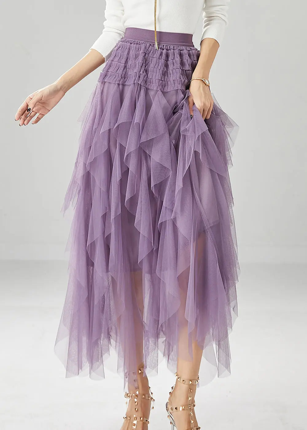 Boutique Purple High Waist Tulle Skirt Summer Ada Fashion