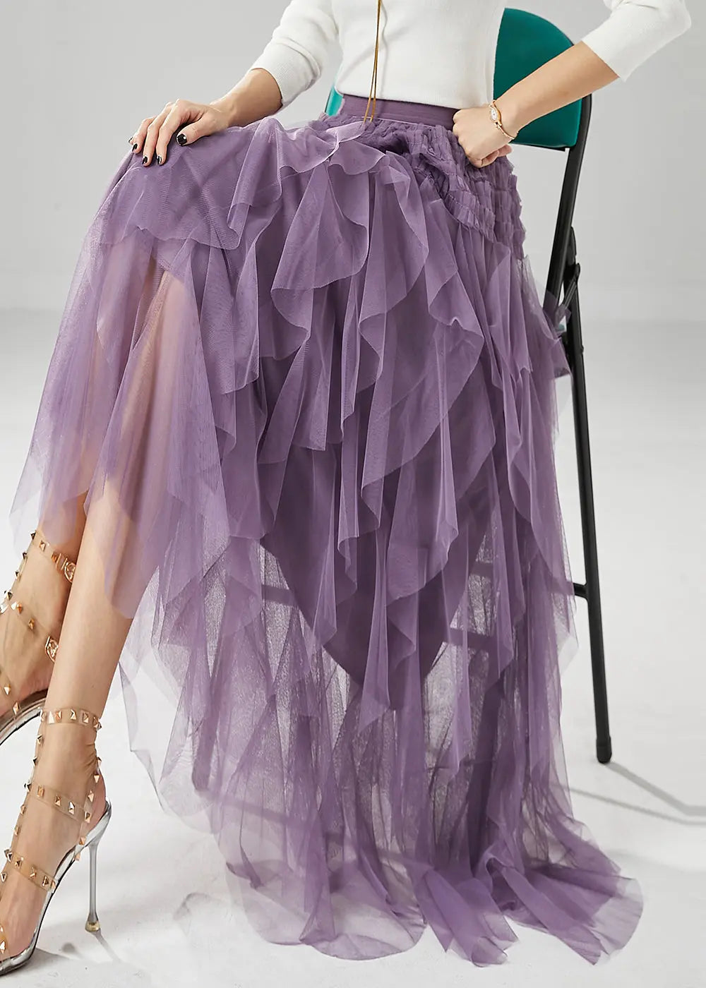 Boutique Purple High Waist Tulle Skirt Summer Ada Fashion