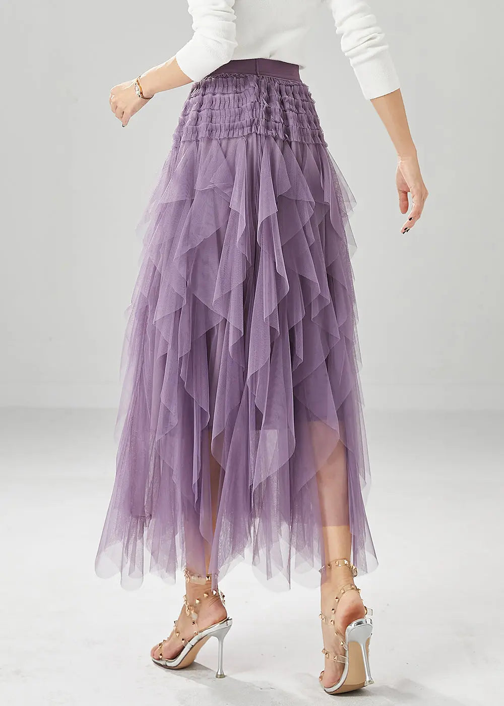 Boutique Purple High Waist Tulle Skirt Summer Ada Fashion