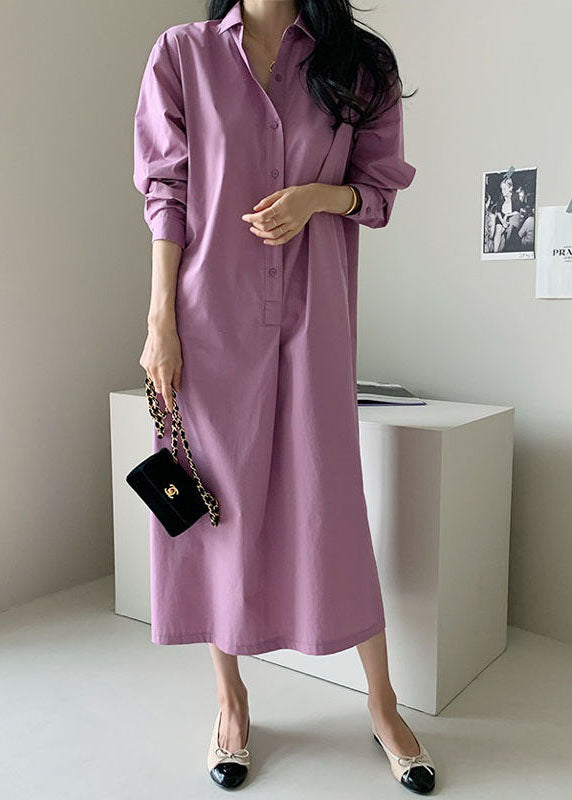 Boutique Purple Peter Pan Collar Patchwork Cotton Shirts Dress Spring LY2655 - fabuloryshop