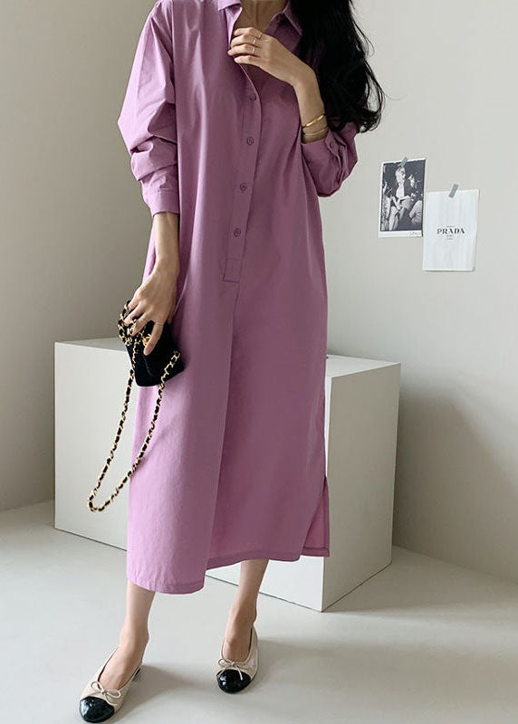 Boutique Purple Peter Pan Collar Patchwork Cotton Shirts Dress Spring LY2655 - fabuloryshop