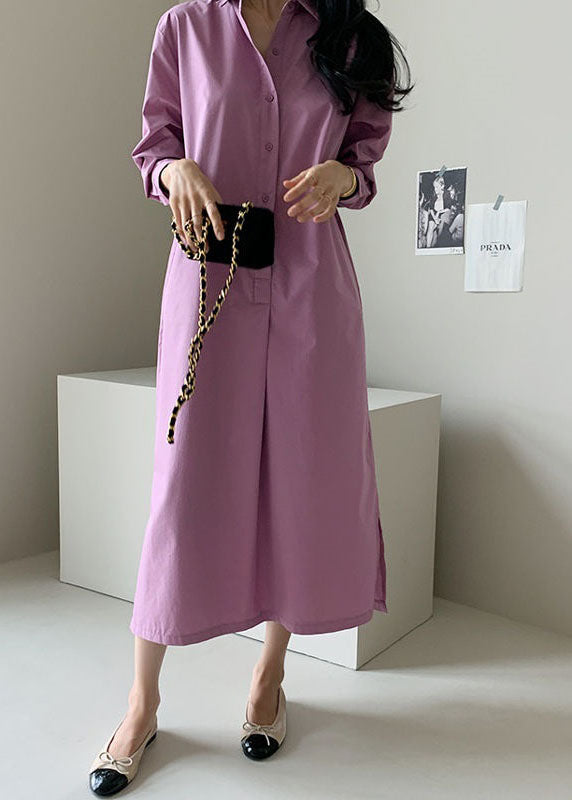 Boutique Purple Peter Pan Collar Patchwork Cotton Shirts Dress Spring LY2655 - fabuloryshop