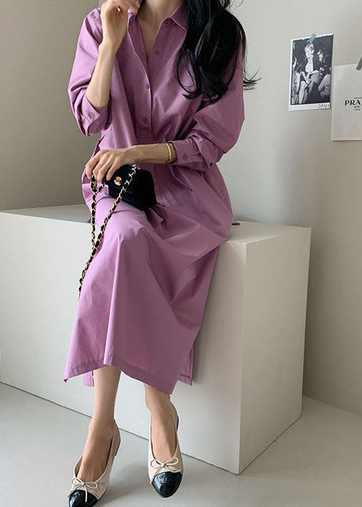 Boutique Purple Peter Pan Collar Patchwork Cotton Shirts Dress Spring LY2655 - fabuloryshop