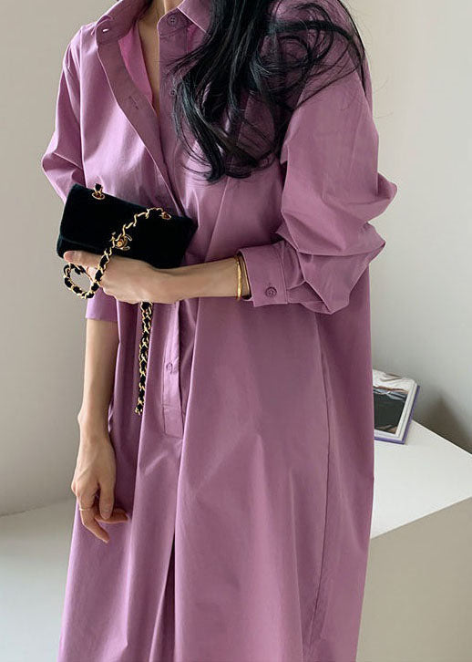Boutique Purple Peter Pan Collar Patchwork Cotton Shirts Dress Spring LY2655 - fabuloryshop