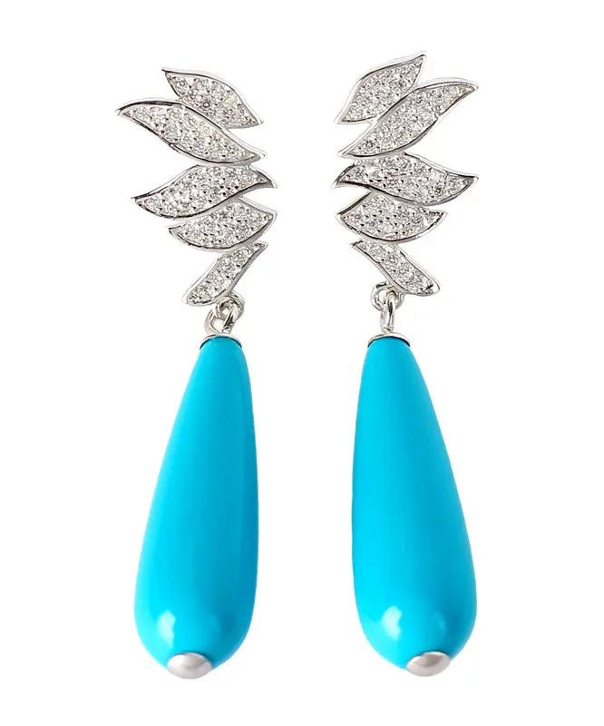 Boutique Sterling Silver Water Drop Turquoise Drop Earrings Ada Fashion