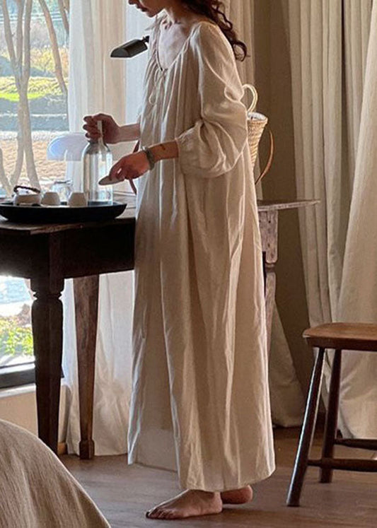 Boutique White Wrinkled Lace Up Patchwork Cotton Long Dresses Long Sleeve LY2755 - fabuloryshop