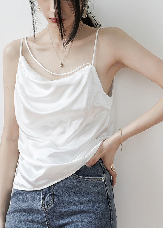 Brief Apricot Slash Neck Solid Satin Top Summer LY0405 - fabuloryshop