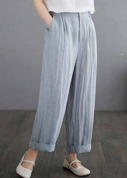 Brief Blue Elastic Waist Cozy Crop Pants Summer LY2992 - fabuloryshop