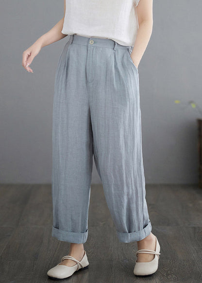 Brief Blue Elastic Waist Cozy Crop Pants Summer LY2992 - fabuloryshop