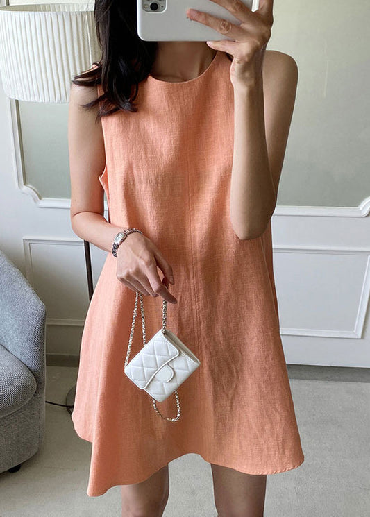 Brief Orange O-Neck Patchwork Cozy Mid Dress Summer LY2579 - fabuloryshop