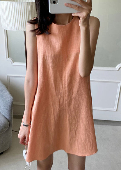 Brief Orange O-Neck Patchwork Cozy Mid Dress Summer LY2579 - fabuloryshop