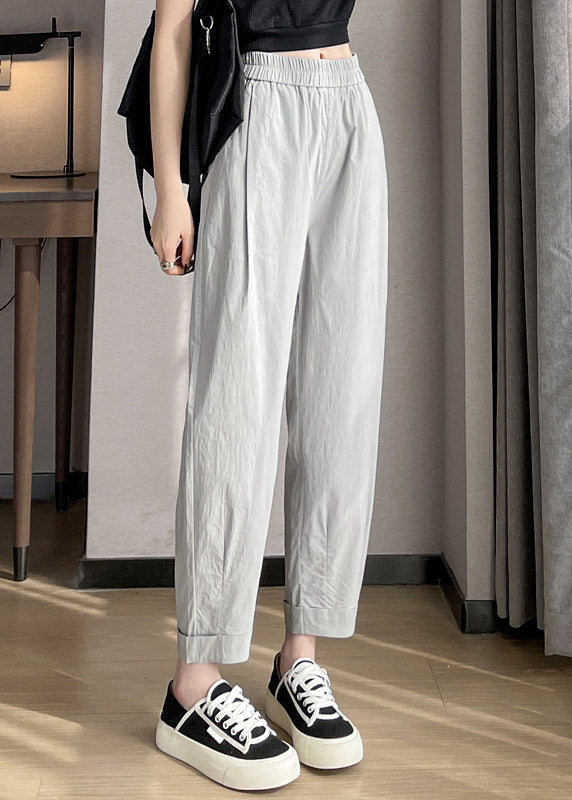 Brief White Elastic Waist Cozy Ice Silk Beam Pants Summer LY3905 - fabuloryshop