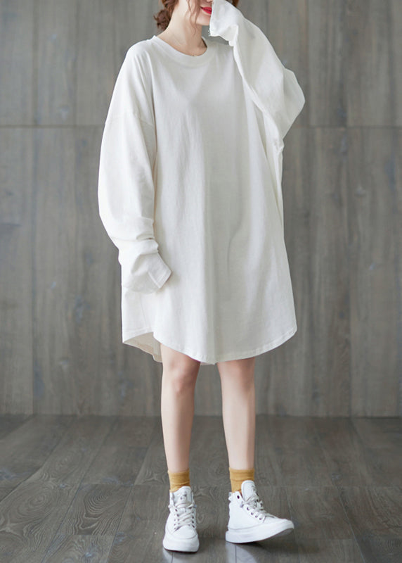 Brief White O-Neck Cotton Long T Shirts Long Sleeve LY2922 - fabuloryshop