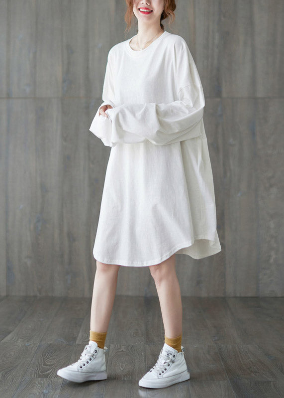 Brief White O-Neck Cotton Long T Shirts Long Sleeve LY2922 - fabuloryshop