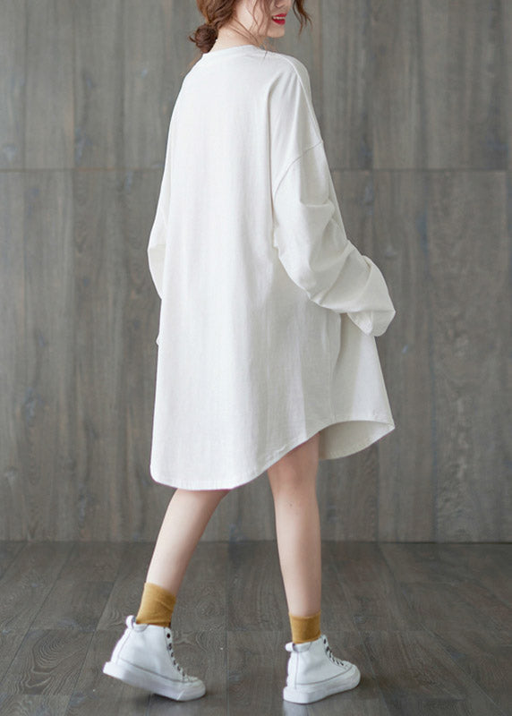 Brief White O-Neck Cotton Long T Shirts Long Sleeve LY2922