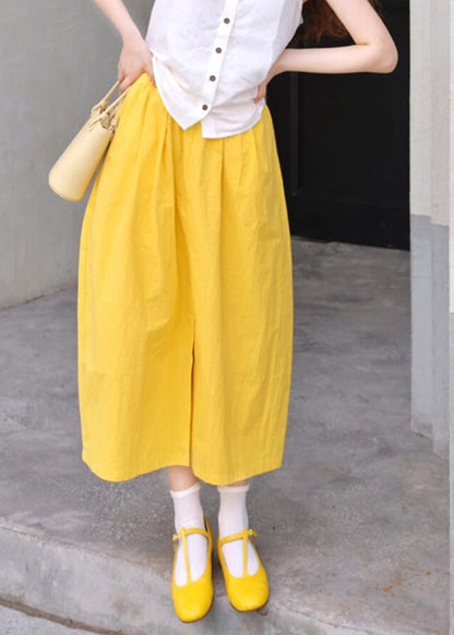 Brief Yellow Pockets Side Open A Line Skirts Summer Ada Fashion