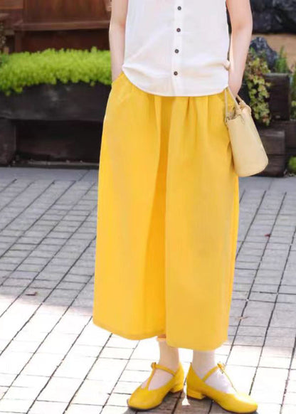 Brief Yellow Pockets Side Open A Line Skirts Summer Ada Fashion