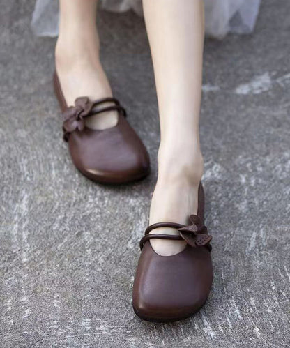 Brown Flat Shoes Classy Soft Splicing Floral Ada Fashion