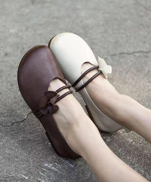 Brown Flat Shoes Classy Soft Splicing Floral Ada Fashion