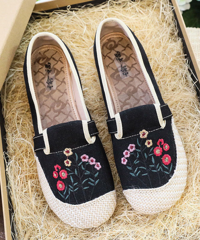 Casual Beige Embroideried Flat Shoes For Women Splicing Flat Feet Shoes LY0210 - fabuloryshop