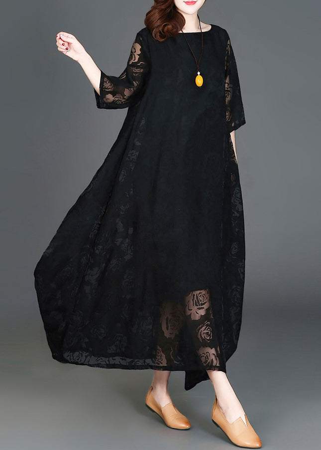 Casual Black Loose Cozy Long Dresses Summer LY2935 - fabuloryshop