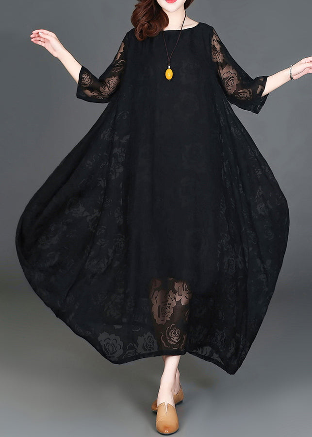 Casual Black Loose Cozy Long Dresses Summer LY2935 - fabuloryshop