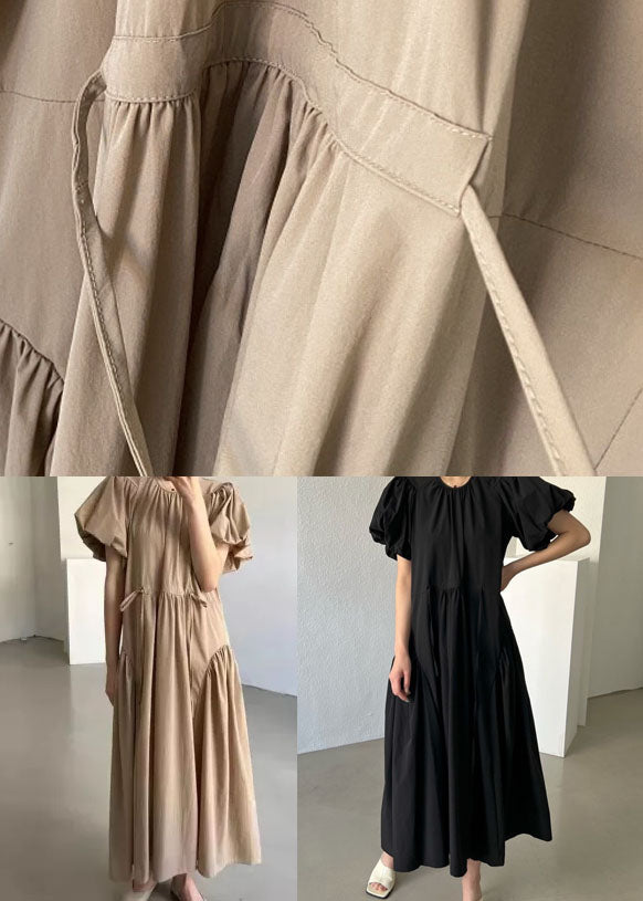 Casual Black O Neck Patchwork Cotton Maxi Dresses Summer LY2133 - fabuloryshop