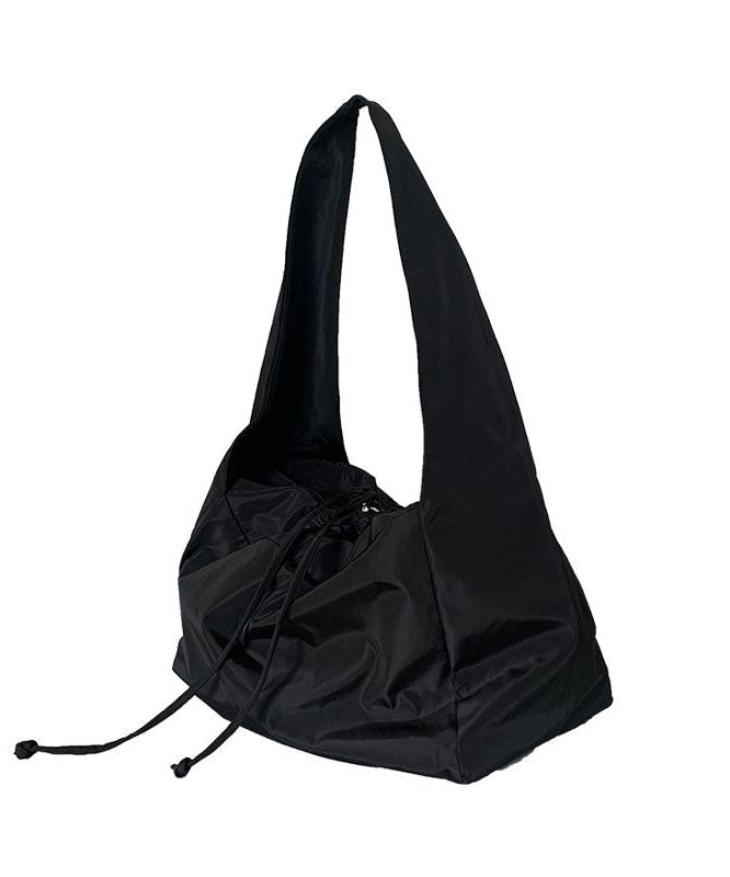 Casual Black Patchwork Drawstring Oversize Satchel Handbag LY1382