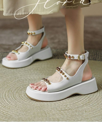 Casual Black Rivet Sandals Soft Platform Sandals LY4316 - fabuloryshop