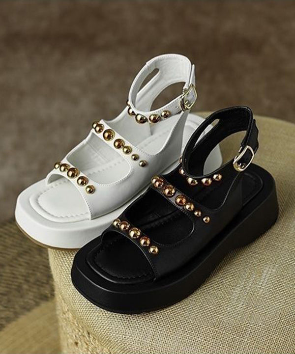 Casual Black Rivet Sandals Soft Platform Sandals LY4316 - fabuloryshop