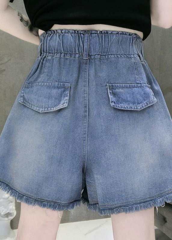 Casual Blue Elastic Waist Love Patchwork Shorts Jeans Summer TY1053 - fabuloryshop