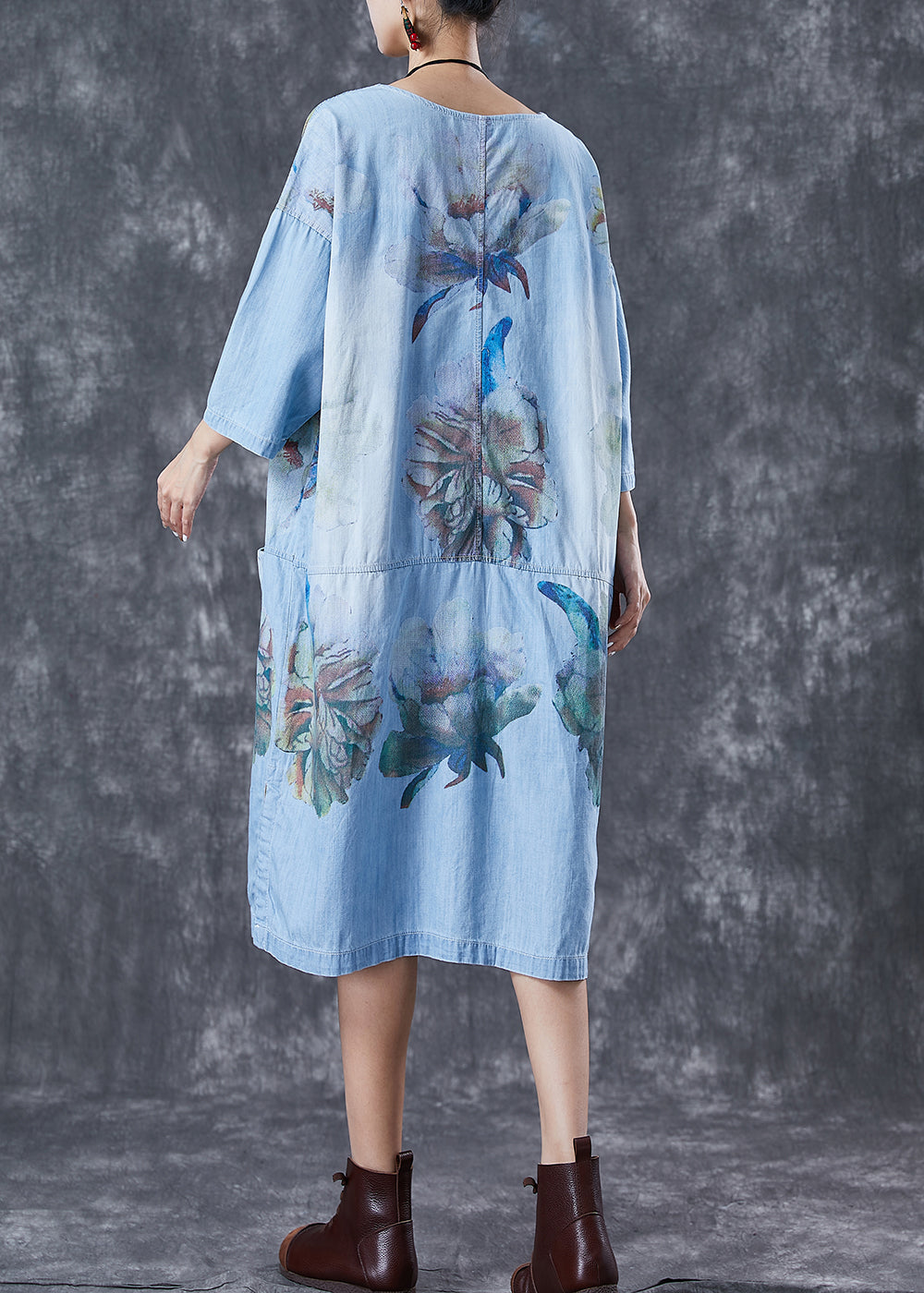 Casual Blue Oversized Patchwork Pockets Denim Party Dress Summer Ada Fashion