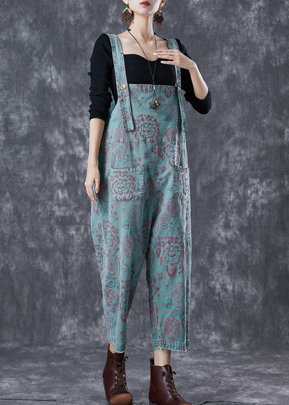 Casual Blue Oversized Print Denim Jumpsuits Summer LY6761 - fabuloryshop